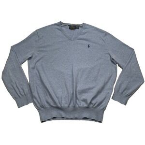 Polo Ralph Lauren V-Neck Sweater Men's Size XL Long Sleeve Pima Cotton Pullover